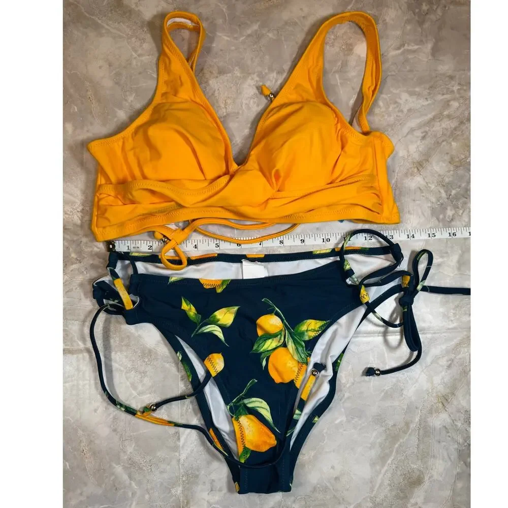 NWT Cupshe Lemon & Sunshine Bikini Sz Medium - Picture 4 of 6